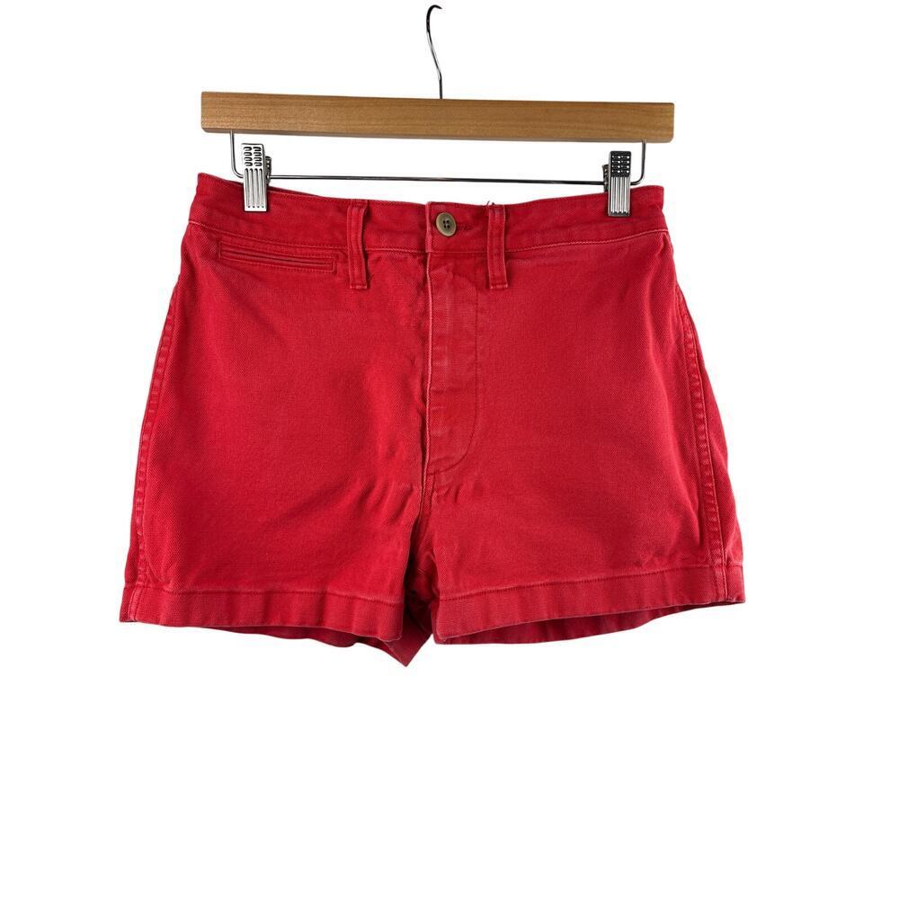 Women’s Madewell Size 27 Red High Waisted Mini Jean Shorts